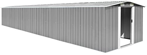 Home Articoli Casetta da Giardino Grigio 257x779x181 cm Acciaio Zincato,Mobili per abiti