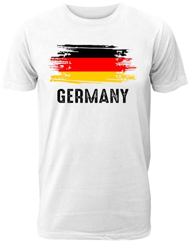 Männer T-Shirt mit Deutschland Länder Fahne/Flagge für Fans & Supporter und Fußball EM WM - auch als Geschenk für Fußball Trikot Fans