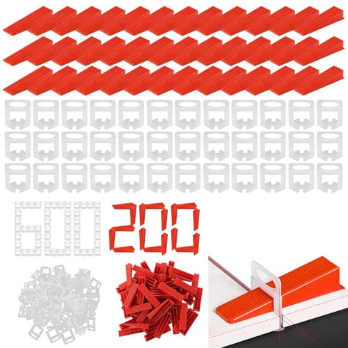 800 Pezzi 200 Cunei per Piastrelle 600 Distanziatori per Piastrelle Livellatori per Piastrelle Cunei Piastrelle Sistema di Livellamento per Piastrelle 2mm Distanziatori per Piastrelle 2mm fliesenkeile