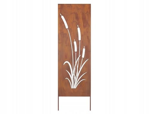 Kapaga - Sichtschutz Metall - 160 cm x 50 cm - Edelrost - Rostoptik Sichtschutz für Garten - Sichtschutzelement - Sichtschutzwand - Gartendekoration Zaun - Rost (Kalmus)