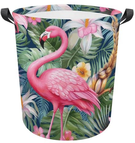 Grand panier à linge pliable imperméable et pliable - Sac à linge - Motif flamant rose - Panier à linge sale autonome pour linge, chambre à coucher, dortoir