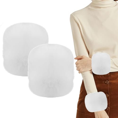 KGDUYC Handschuhe & Fäustlinge für Damen,armwärmer,Fell-Zierärmel, Handschuhe, winddichte Manschetten, Handwärmer-Ärmel (Weiß)