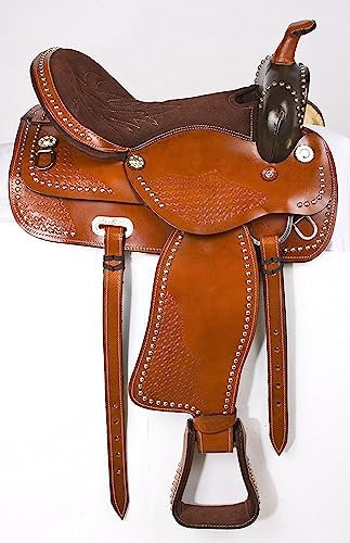 Manaal Enterprises Pony & Erwachsene Classic Qualität Premium Leder Komfort Westernfass Rennpferd Sattel Größe (25,4 cm)