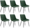 SONGMICS Esszimmerstuhl 6er Set, Küchenstuhl, Samt, Polsterstuhl, bis 120 kg belastbar, Stahlbeine, Gebogene Rückenlehne, für Esszimmer, Küche, grün-tintenschwarz LDC090C16