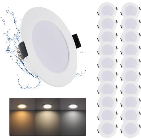 Grebeam 20er 7W LED Einbaustrahler 230V Ultra Flach Warmweiß Neutralweiß Kaltweiß Spot Deckenspots, IP44 LED Spots 230V, 95–110mm Lochmaß