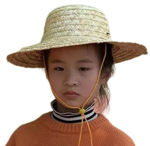 GAOSHA Sombrero de paja para niñas y niños, unisex, clásico, transpirable, ajustable, sol, protección solar, vacaciones, niños, 3-8 años, beige, caqui, See size chart