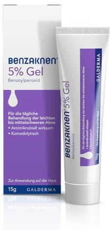 BENZAKNEN 5% Gel, 15g, Mittel gegen Pickel und Mitesser bei leichter bis mittelschwerer Akne, Befreit Poren und reduziert Talg & Entzündungen, Mit BPO (Benzoylperoxid), Dermatologisch getestet