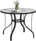 Outsunny Table de Jardin Ronde pour 4 Personnes Maximum avec Trou pour Parapluie, Table d'appoint en métal et Verre trempé pour l'extérieur, Ø96.5x71 cm, Noir