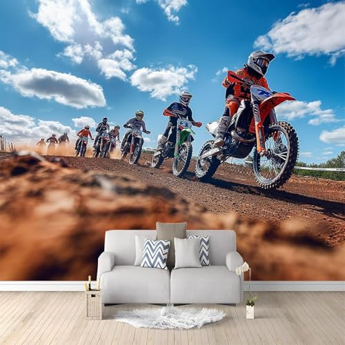 Buohwiwe Papier Peint Panoramique Moto Mural 430 x 300 cm (WxH) Moto 3D Papier Peint Intisse Poster Photo Fresque Chambre Coucher Salon Grand Décoration Peinture Murale q2439
