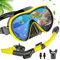 IEEILULU Gafas de Buceo Adulto, Máscara de Buceo Antivaho y Antifugas, Snorkel Set con Gafas y 3 Canales Tubos, para Bucear, Nadar, Conjuntos Snorkel para Masculino Femenino (Amarillo)