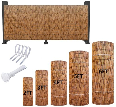 Schilfmatten Sichtschutz Schilfrohrmatte 30-190cm Hoch Sichtschutzmatte Balkon Bambuszaun Sichtschutzzaun Für Außenbereich Galerie Restaurant Hotel Terrasse