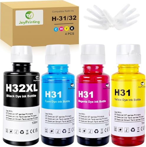 JoyPrinting 32XL Tinte Kompatibel mit HP 31XL 32XL Tintenpatronen Nachfülltinte für Smart Tank 502 510 513 514 517 532 533 534 536 539 617 670 675 720 725 750 755 790 795 5105 6001 6005 6006 7001 7005