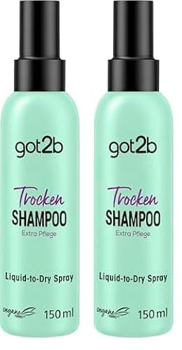 got2b Trockenshampoo Extra Pflege Liquid-to-Dry Spray (150 ml), Dry Shampoo für makellos-frische Looks, Trockenshampoo ohne sichtbare Rückstände mit 24 h fruchtig-floralem Duft (Packung mit 2)
