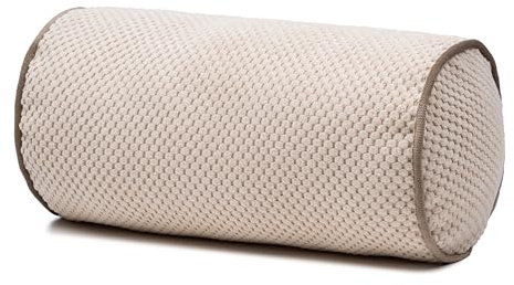 Gözze - Kissenrolle Sven, Nackenrolle in genoppter Optik mit Keder, Dekorative Rolle mit Reißverschluss, 40 x 20 cm - Creme