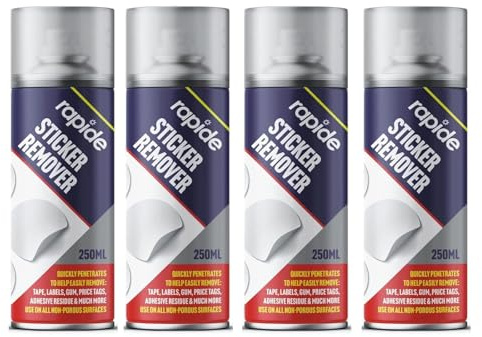 Neel Saanjh Sticker Remover Spray, Adhesive & Label Remover for Stickers, Gum, Tape Residue, Works on Glass, Plastic, Metal, Wood, Multi-Surface Cleaner, Fast-Acting Formula, 250ml (4 Pcs)