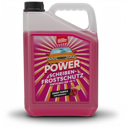 NIGRIN POWER Scheibenfrostschutz Fertigmix Sweet Purple | 5 Liter | wirksam bis -18°C | Anti-Freeze-Formel | Reinigungszusatz für Autoscheiben & Scheinwerfer | schlierenfrei | polycarbonatverträglich
