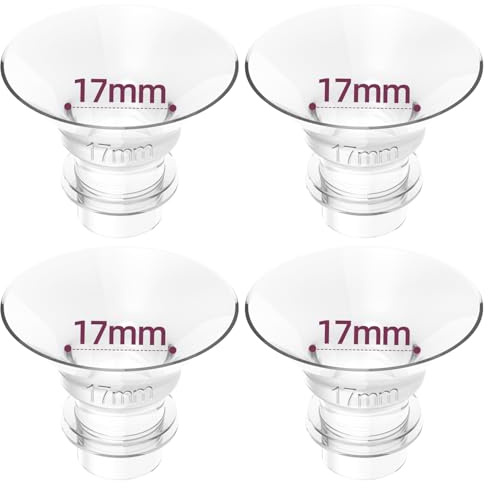 Flanschgrößen-Set 4 Stück 17mm, ultraweicher Silikonflansch, bequeme Passform, auslaufsicheres Design, kompatibel mit KISSBOBO K5/K6 elektrischer Milchpumpe, Silikonteile für Milchpumpen