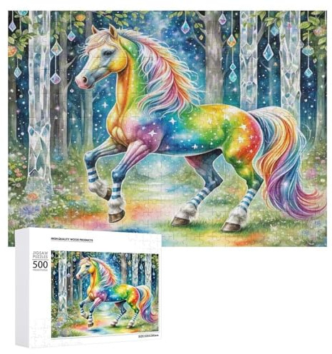 Pferd 1000 Teile Puzzles Alle Altersgruppen niedlich Haustier Herausfordernd Kreativ DIY Magisch Ostergeschenk Spielzeug Geschicklichkeitsspiel Clevere Rätsel 500 PCS