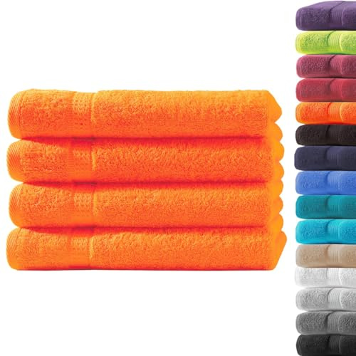 Loomiva 4er Set Premium Qualität Frottier Handtücher | 500g/m² | 100% Baumwolle | Extra Weich | Öko-TEX Standard 100 | 50x100 cm | Terra