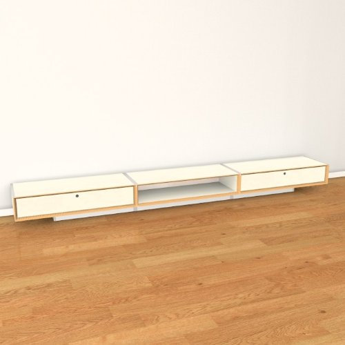 Eichenfrau Kommode/Lowboard 300x28x42 cm (BxHxT) form560-3 Multiplex Birke Naturweiß