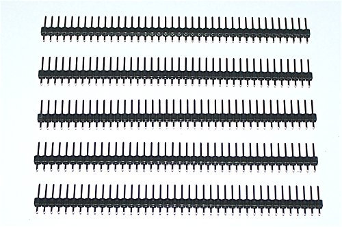 Pin Header 40 Way Straight 0.1 Pitch - Pack 5 - Pin Strip 2.54mm Gold Plated