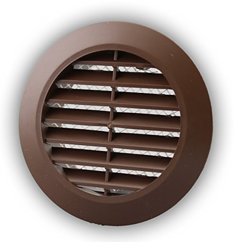 Griglia di ventilazione, rotonda, Ø 90 mm, marrone, con rete per insetti, in plastica ABS, resistente alle intemperie, protezione dagli insetti
