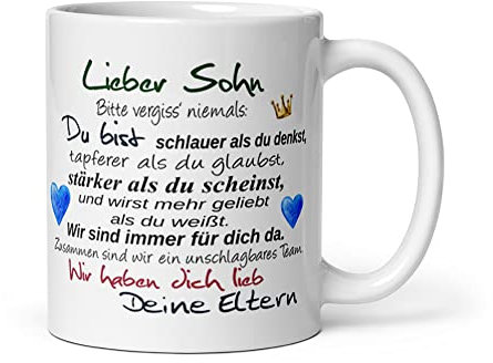 Kaffeebecher ~ Tasse - Lieber Sohn ~ Deine Eltern ~ Weihnachten Geschenk