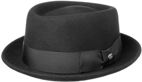LIERYS Crushable Pork Pie Hut knautschbar wasserabweisend Made in Italy Damen Herren Herbst Winter schwarz 61 cm