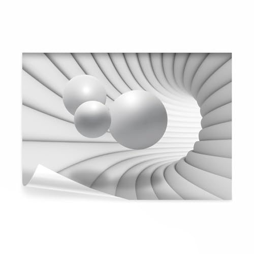 decomonkey Papier Peint Panoramique 3d Effet Abstrait 150x105 cm | Abstraction, Décoration murale, Tapisserie pour chambre salon, Figures géométriques, illusion, espace moderne, tunnels