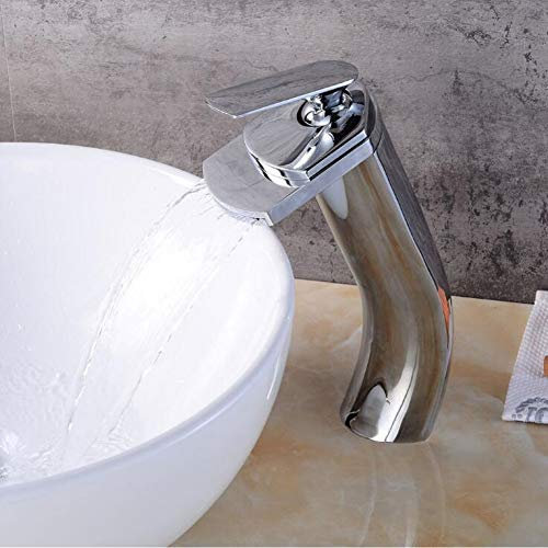 YHSGY Waschtischarmaturen Wasserfall Wasserhahn Bad Chrom Farbe Waschtischarmatur Wasserhahn Heißen Und Kalten Waschtischarmatur Badarmatur