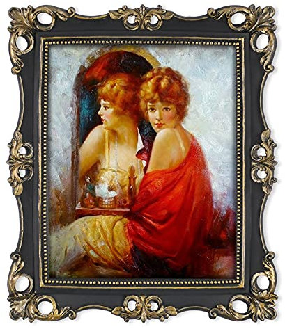 Simon's Shop 20x25 cm Bilderrahmen Atique Frame 8x10 inch Vintage Fotorahmen in Schwarz mit Goldrand, Wand- und Tischbilderrahmen