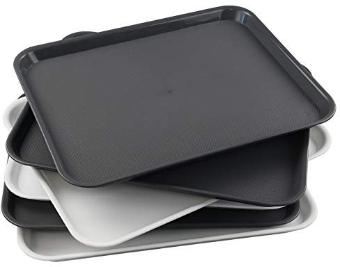 Waikhomes Juego de 6 bandejas de plástico para Servir Bebidas, Comida rápida, Blanco Gris