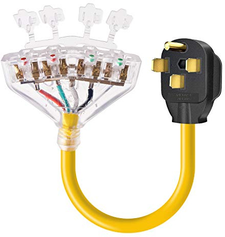 Sincelo Rophor Adapter 50 A auf 110 RV 50 A auf 20 Amp Adapter Cord, 4 Prong NEMA 14-50P Stecker auf 4X 5-20R Household Outlet Buchse mit Staubschutzkappen, 1,5 FT