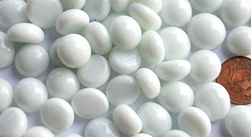 Bazare Masud e.K. 70g Mini Glasnuggets 10-12mm, Weiß, Dekosteine, 50 Stück, Glas, Wandtauglich