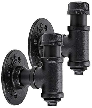 Vinbcorw Garderobenleiste Vintage Garderobe Industrial Kleiderhaken Urban Industrial Style Eisen Wasserrohr Effekt Holz Wand Regal Mantel Haken Rack,A2