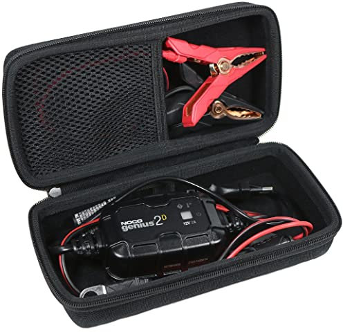 Maoershan SUW Portable Travel Protective Case Compatible with NOCO Genius 5/Genius 2/Genius 1 Fully-Automatic Smart Charger, Hard Case with Mesh Pocket for NOCO 5-Amp/2-Amp/1-Amp Battery Chargers