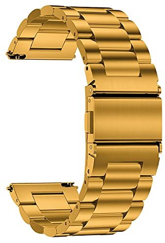 TStrap Bracelet de Montre Métal 22mm - Bracelets de Montres Remplacement à Dégagement Rapide Or pour Homme et Femme - Montre Bracelet en Acier Inoxydable pour Smartwatch