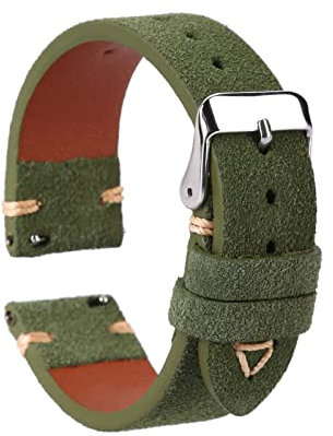 WOUKUP Uhrenarmband aus Veloursleder, mit Schnellverschluss, Vintage-Stil, 18 mm, 19 mm, 20 mm, 21 mm, 22 mm, 24 mm