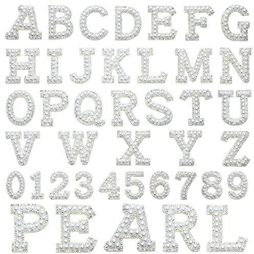 36 Pieces Black Chenille Letter Patches Iron on Glitter Embroidery Initial Patches A to Z 0 to 9 Iron on Patches Decorative Repair Patches for Fabric Shirts Crafts Clothing DIY Decor (White)