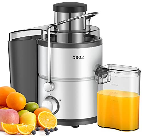 GDOR Juicer Machine with 800W Motor, 3 Feed Chute, Dual Speed Juice Maker for Fruits and Vegetables, Centrifugal Juicer with Anti-Drip Function
