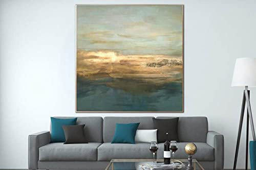 Ölbilder Auf Leinwand Handgemalt,Große Moderne Blaue Meer Textur Kunst 100% Handgezeichnete Kunstwerke, Abstrakte Pop Malerei Kunst Wandbild Wohnzimmer Schlafzimmer Galerie Wanddekoration, 60X60Cm