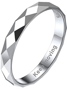 Bandmax Damen Herren Personalisierter Ring 3mm Rautenmuster Band Ring 925 Sterling Silber Größe 54 Verlobungsring Ehering Hochzeit Schmuck Accessoire für Männer Frauen