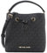 Michael Kors Small Suri Bucket Bag Tote Crossbody Black MK Signature Leather PVC