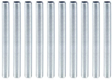 MY MIRONEY M10 Lampen-Rohrnippel, verzinkt, Hohllampen, Reparaturteil, Ersatzteile, 10 Stück, 10 cm lang