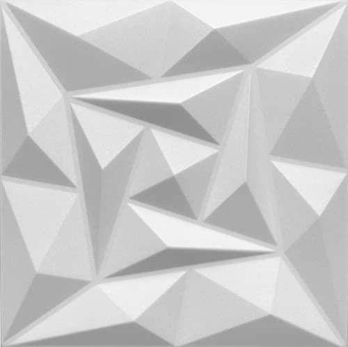 Eurodeco 3D Wandpaneele - 3D Wandverkleidung Paneele - Dekoren Deckenpaneele - Wanddeko Platten - Wandtattoos aus Polystyrol XPS Styropor - 50 x 50 cm, 3 mm Stärke, Weiß Quarz, 24 Stück (6m²)