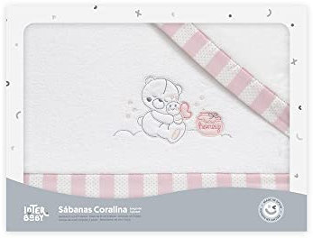various Interbaby - Juego de Sábanas de Invierno para Minicuna en Coralina (BCO/Rosa Osito)
