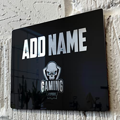 ShopQuality4U Personalised Game Metal Mirror Gamer Sign - Customised Printed Wall Art Plaque A3 Gaming Expert