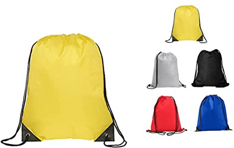 TROTH Unisex Drawstring Gym Bags, String Trainer Bag, Personalized Drawstring Bag Suitable for Sports, School Kids PE, Gym, Travel, Swimming, and Various Activities (1 Pack, Yellow)