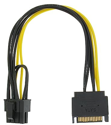 Cavo di alimentazione per scheda video maschio SATA da 15 pin a 8 pin (6+2 pin), 22 cm