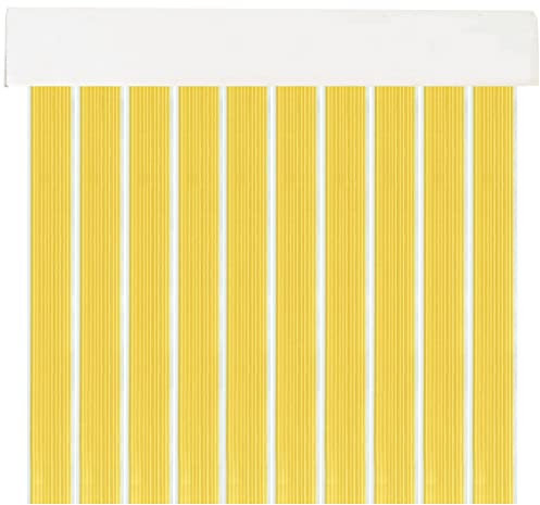 MERCURY TEXTIL- Cortinas para Interior o Exterior 90x210 cm de PVC con Barra de Aluminio, Anti Moscas e Insectos. Ideal para Porche, Cocina y terraza. Fácil Instalación. (L3, Amarillo)